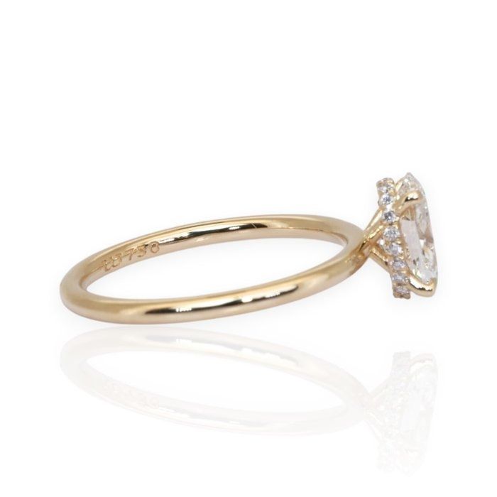 GIA Certified 1.10ct Diamond Solitaire Ring with Diamonds Accent in 18k Yellow Gold