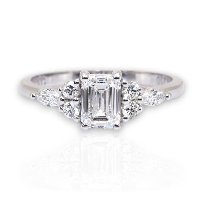 GIA Certified 1.18ct Diamonds 7-Stone Ring in 18k White Gold