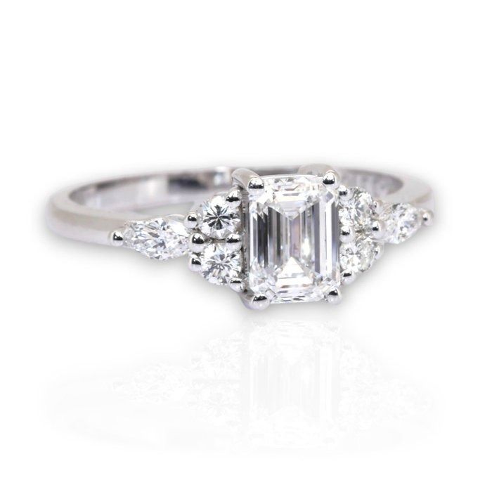 GIA Certified 1.18ct Diamonds 7-Stone Ring in 18k White Gold