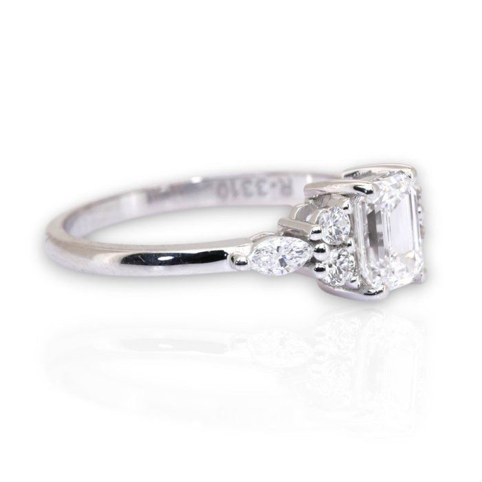 GIA Certified 1.18ct Diamonds 7-Stone Ring in 18k White Gold