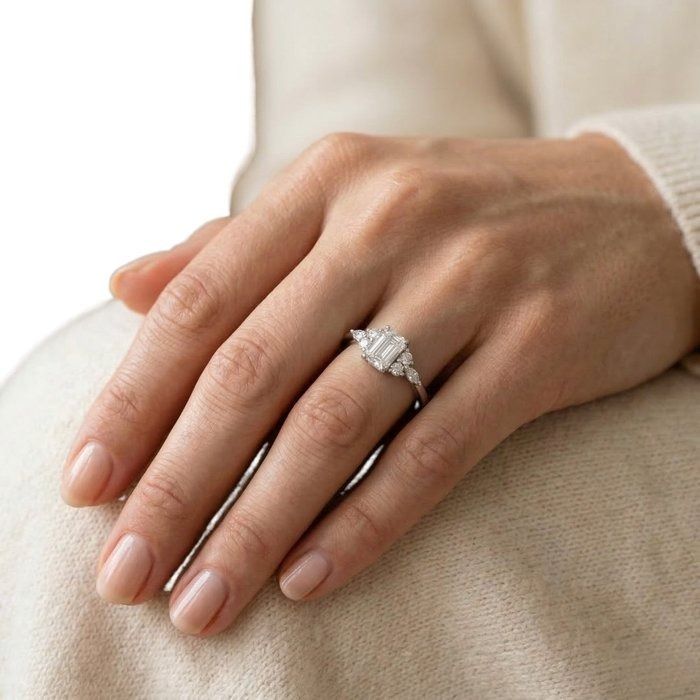 GIA Certified 1.18ct Diamonds 7-Stone Ring in 18k White Gold