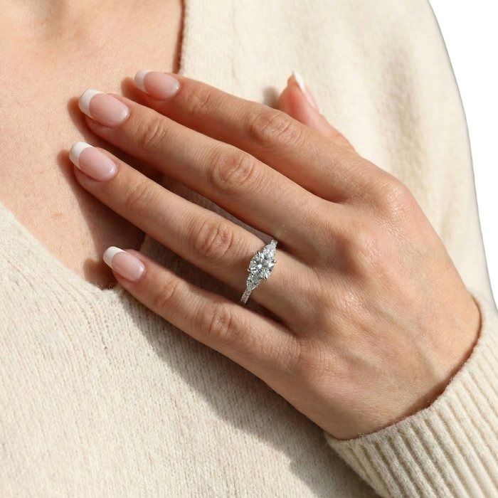 GIA Certified 1.38ct Diamonds 3-Stone Ring in 18k White Gold