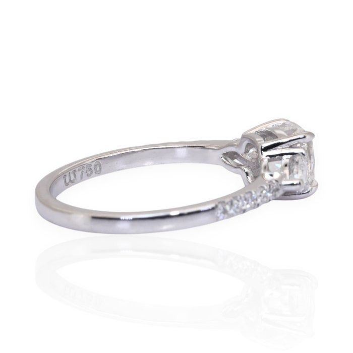 GIA Certified 1.38ct Diamonds 3-Stone Ring in 18k White Gold