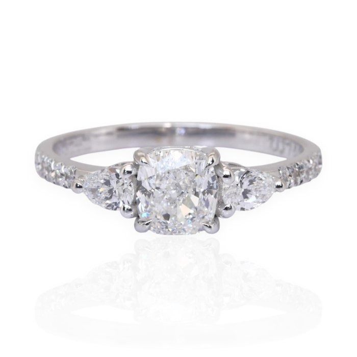 GIA Certified 1.38ct Diamonds 3-Stone Ring in 18k White Gold