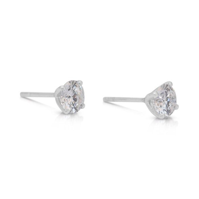 GIA-zertifizierte 1,41 Karat Diamantohrstecker in 18 Karat Weißgold