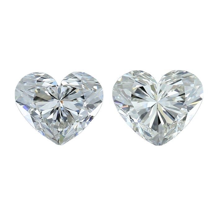 GIA Certified 1.84ct Pair of Heart-Shaped Diamonds