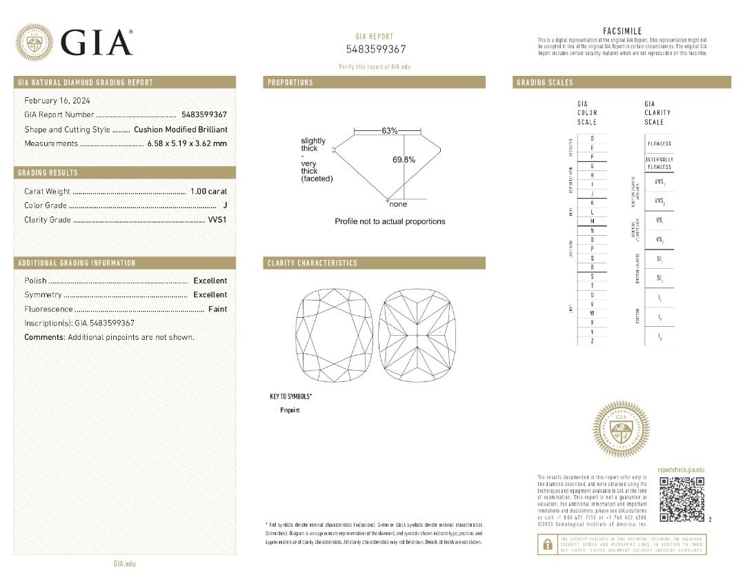 GIA Certified 2.00ct Cushion Diamond Solitaire Stud Earrings in 18K White Gold