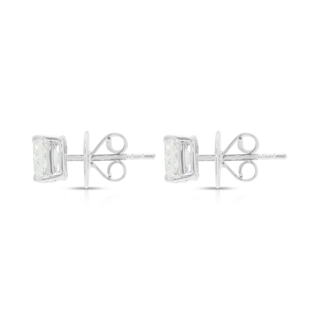GIA Certified 2.00ct Cushion Diamond Solitaire Stud Earrings in 18K White Gold