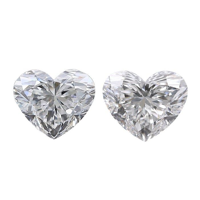 GIA Certified 2.01ct Pair of Natural Heart-Shaped Diamonds