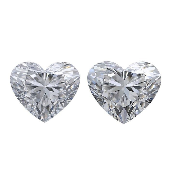 GIA Certified 2.01ct Pair of Natural Heart-Shaped Diamonds