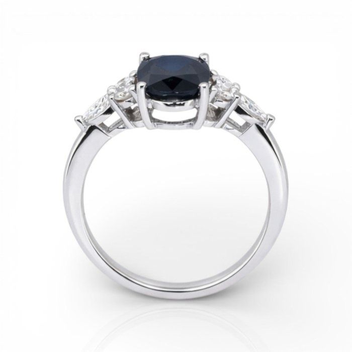 GIA Certified 2.67ct Sapphire and Diamonds Cluster Ring in 18k White Gold