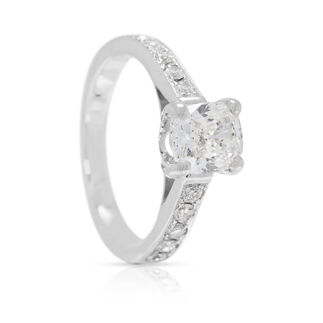 GIA-Certified 1.22ct Diamond Ring in 18K White Gold