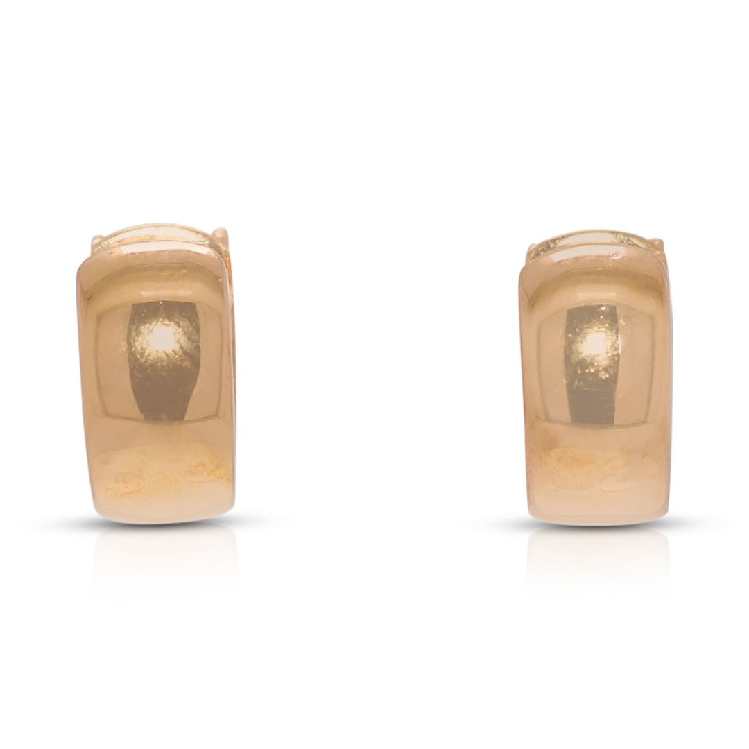 Glamorous 0.54ct Natural Diamond Round Brilliant Pavé Hinged Hoop Earrings in 14K Yellow Gold