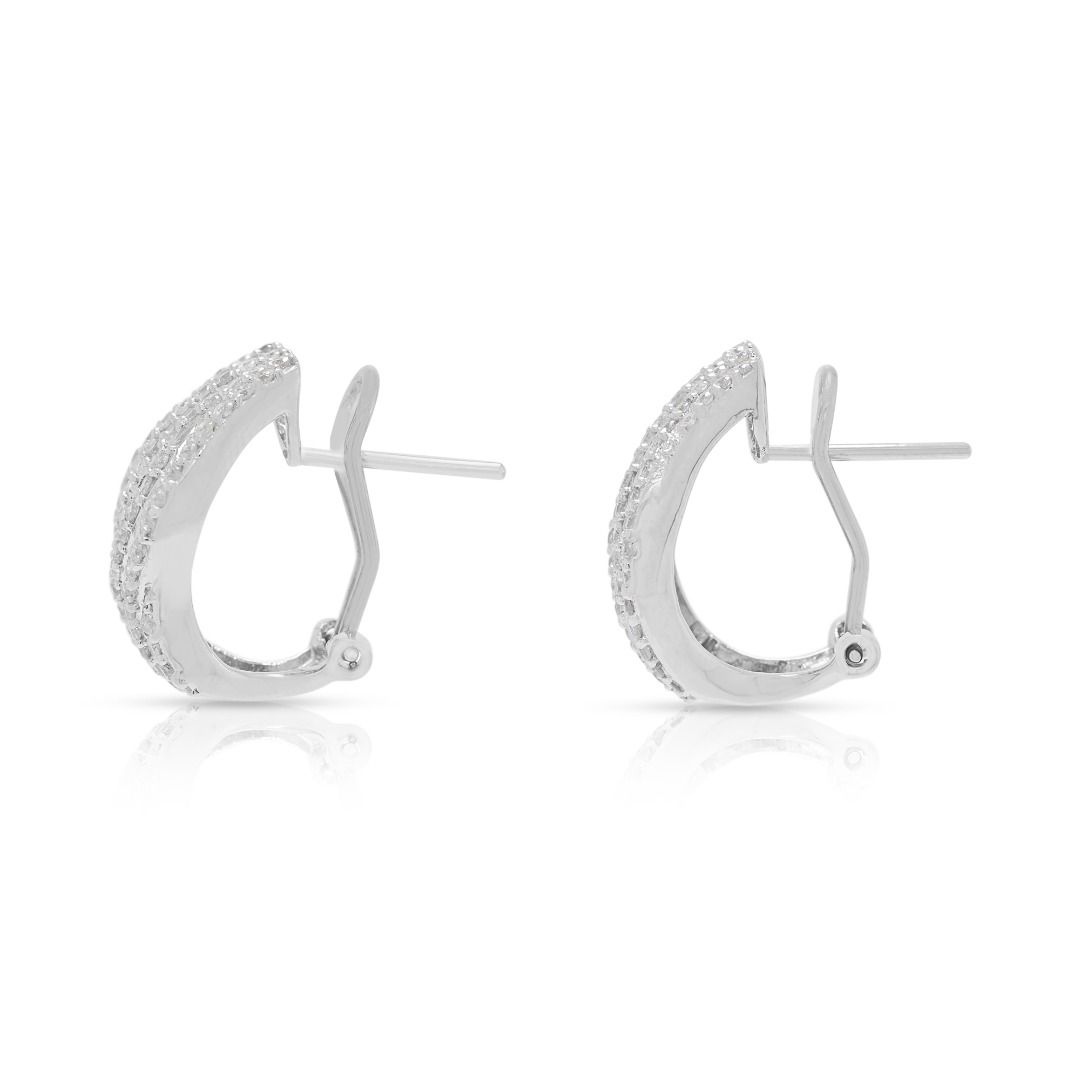 Glamorous 1.38ct Diamond Taper & Brilliant Earrings in 18K White Gold