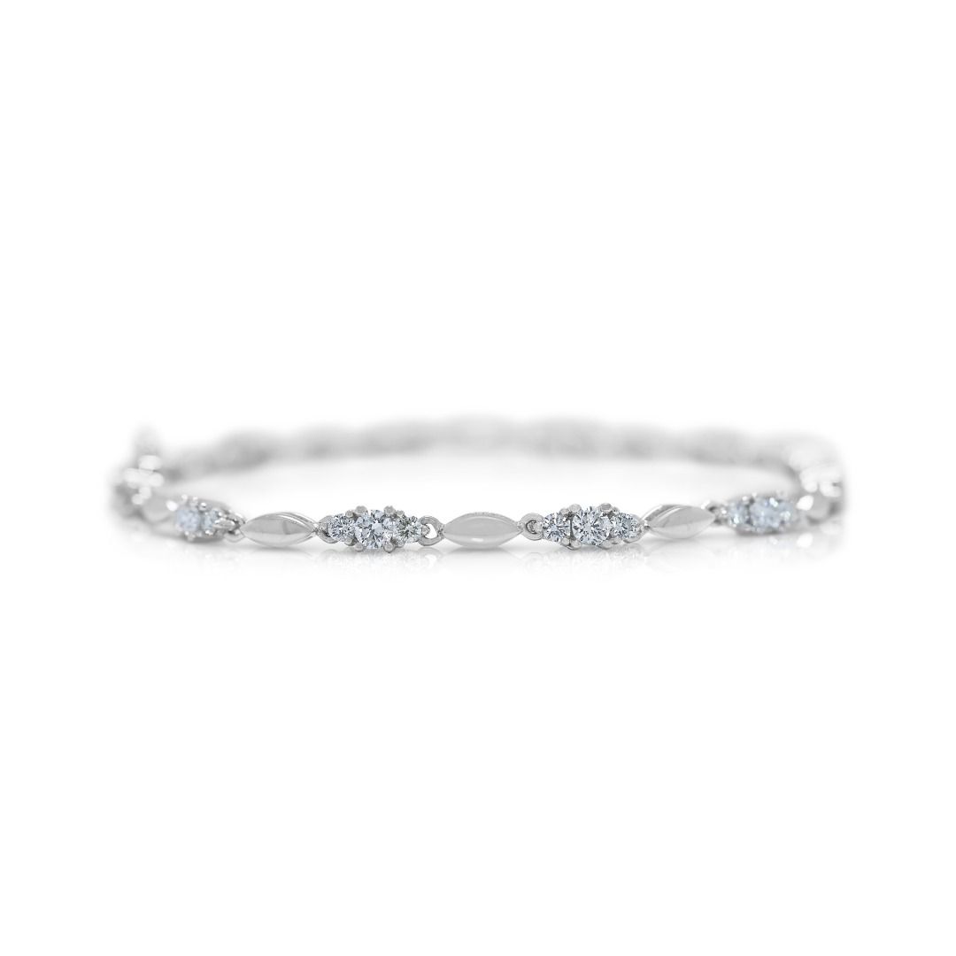 Glamorous 1.43ct Diamond Soo Kee Link Bracelet in 18K White Gold