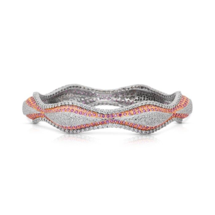 Glamorous 16.68ct Sapphires and Diamonds Bangle in 18k White & Rose Gold - IGI Certified