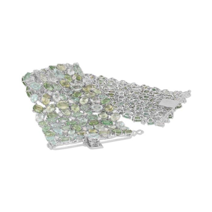 Glamorous 169.58ct Tourmalines and Diamonds Bracelet in 18k White Gold - IGI Certified