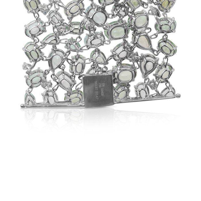Glamorous 169.58ct Tourmalines and Diamonds Bracelet in 18k White Gold - IGI Certified