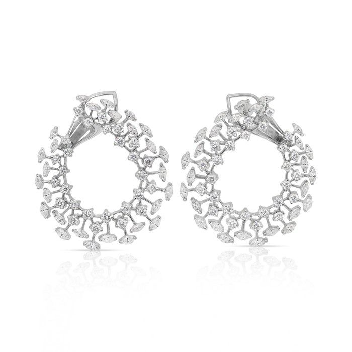 Glamorous 3.43ct Diamonds Earrings in 18k White Gold - IGI Certified