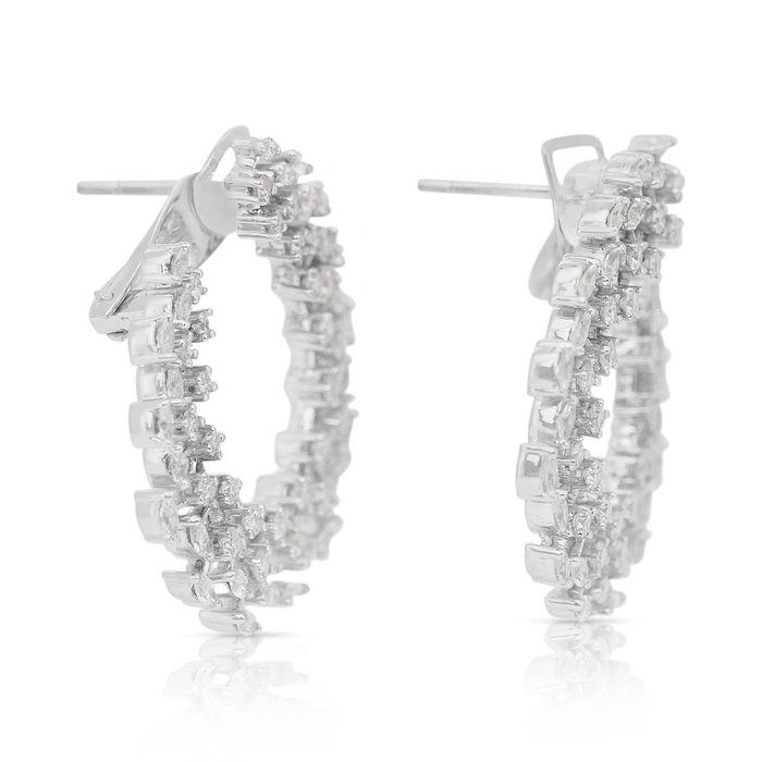 Glamorous 3.43ct Diamonds Earrings in 18k White Gold - IGI Certified