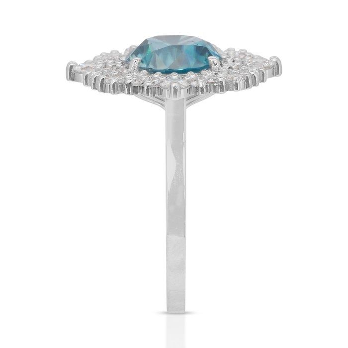 Glamorous 5.03ct Zircon and Diamonds Double Halo Cocktail Ring in 18k White Gold - IGI Certified