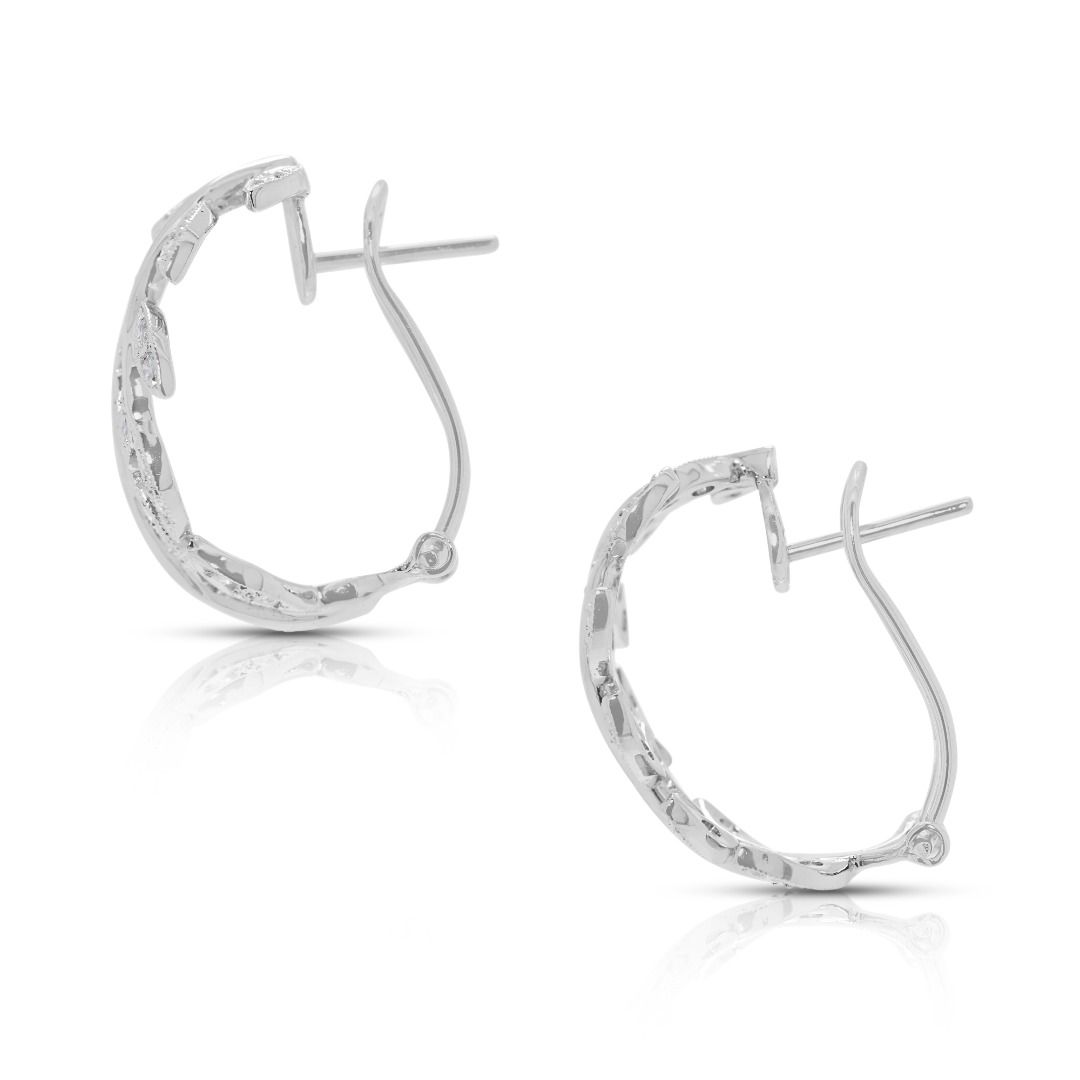 Glamourous 0.6ct Leaf-Motif Natural Diamond Earrings in 18K White Gold (Unworn)