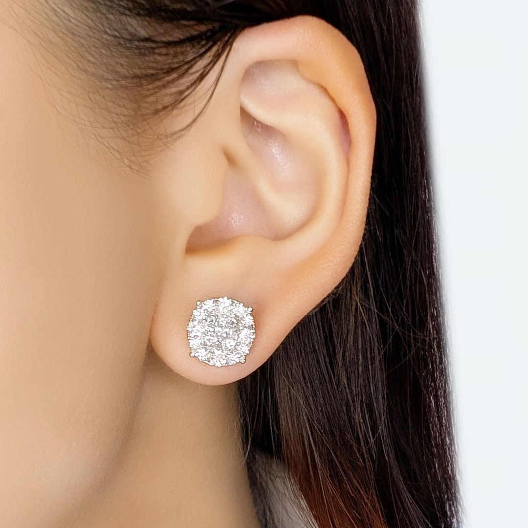 Glistening 1.35ct Natural Diamonds Stud Earrings by Lee Hwa in 18K White Gold