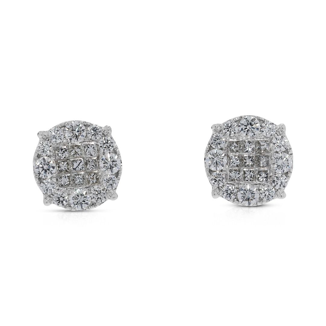 Glistening 1.35ct Natural Diamonds Stud Earrings by Lee Hwa in 18K White Gold