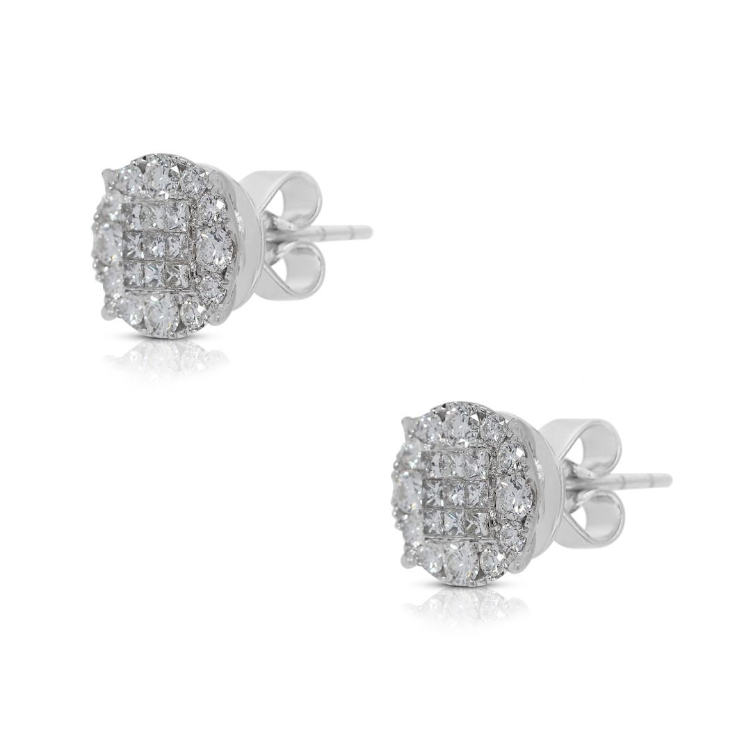 Glistening 1.35ct Natural Diamonds Stud Earrings by Lee Hwa in 18K White Gold