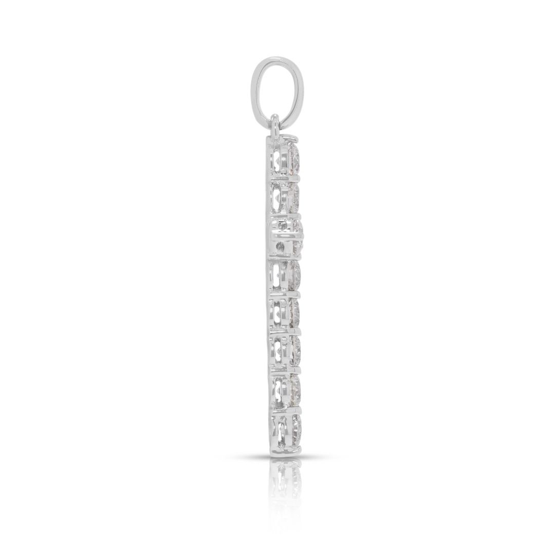 Glistening 1.52ct Natural Diamond Cross Pendant in 18K White Gold