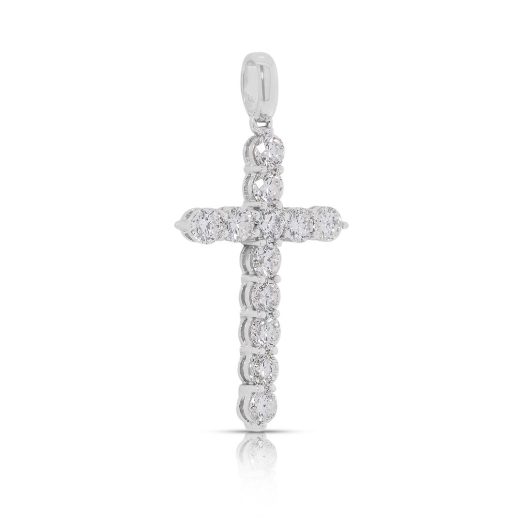 Glistening 1.52ct Natural Diamond Cross Pendant in 18K White Gold