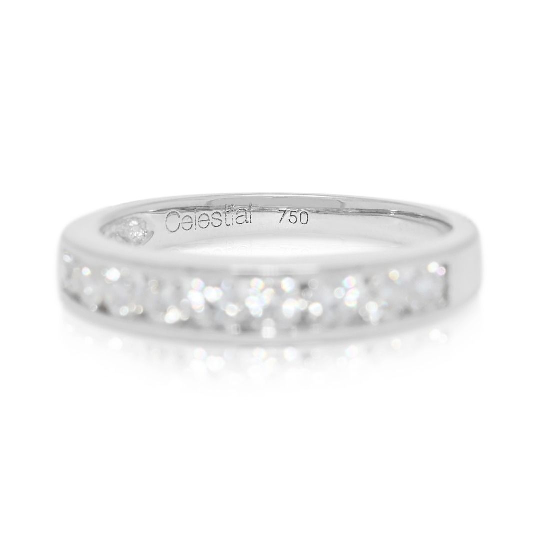 Gold Heart Celestial 0.28ct Natural Diamond Half-Eternity Ring in 18K White Gold