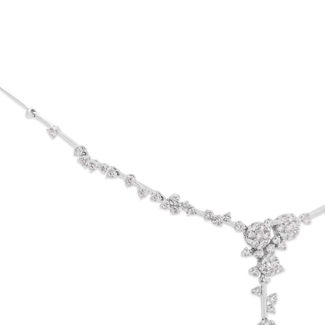 Gold Heart Jewelry 2.28ct Natural Diamond Floral Drop Necklace in 14K White Gold