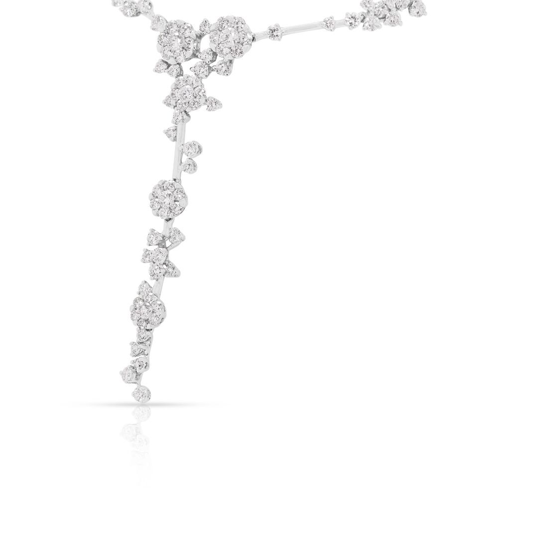 Gold Heart Jewelry 2.28ct Natural Diamond Floral Drop Necklace in 14K White Gold