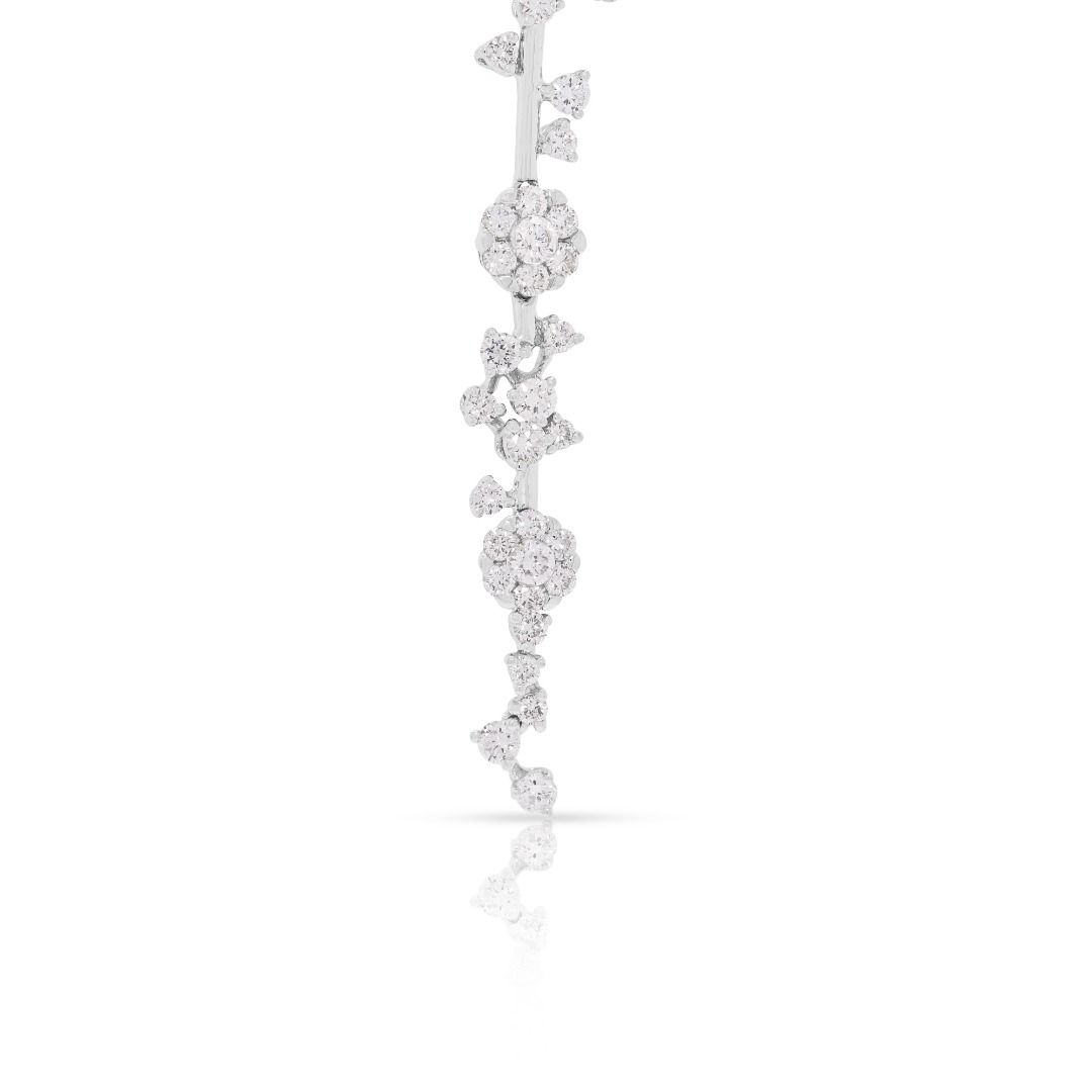 Gold Heart Jewelry 2.28ct Natural Diamond Floral Drop Necklace in 14K White Gold