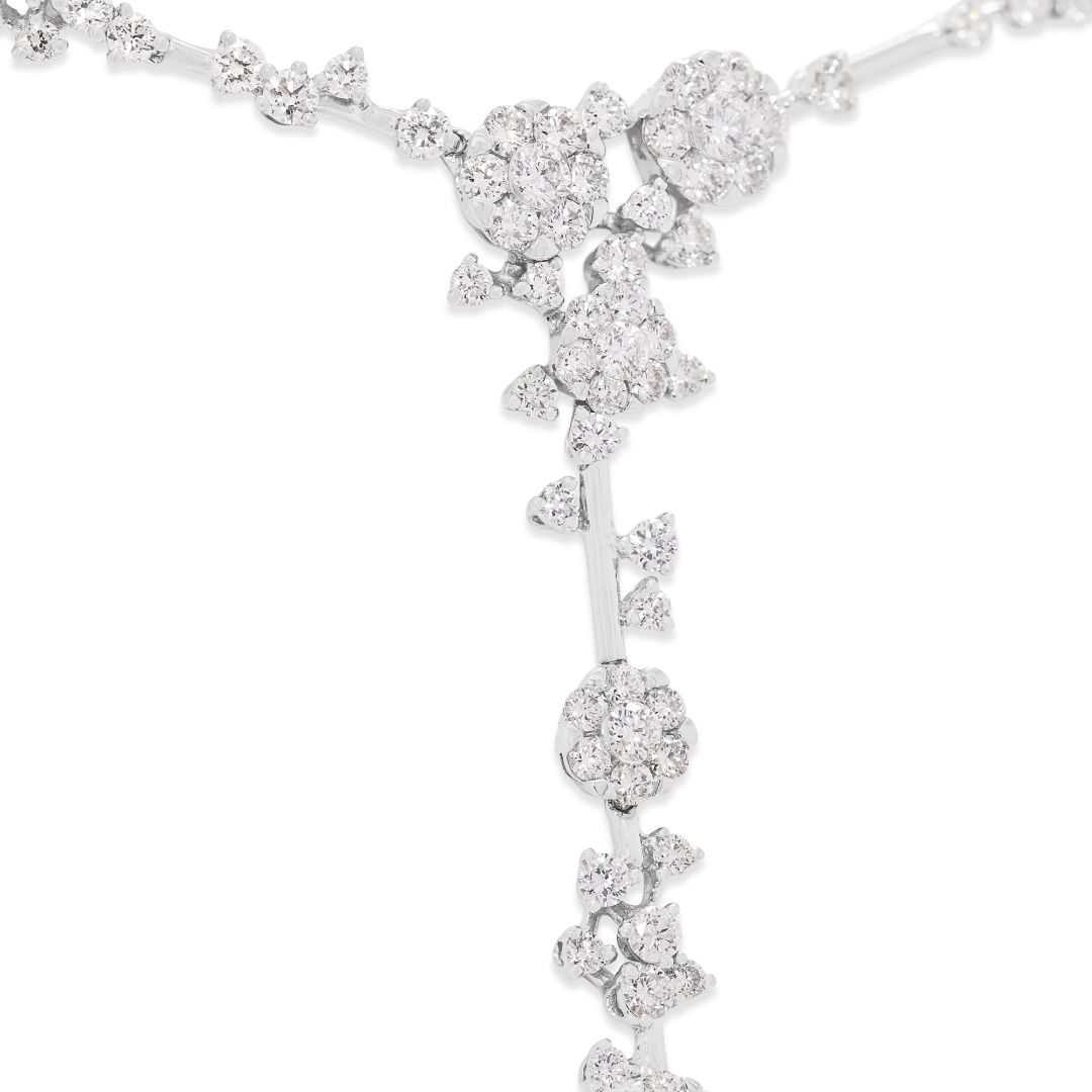 Gold Heart Jewelry 2.28ct Natural Diamond Floral Drop Necklace in 14K White Gold