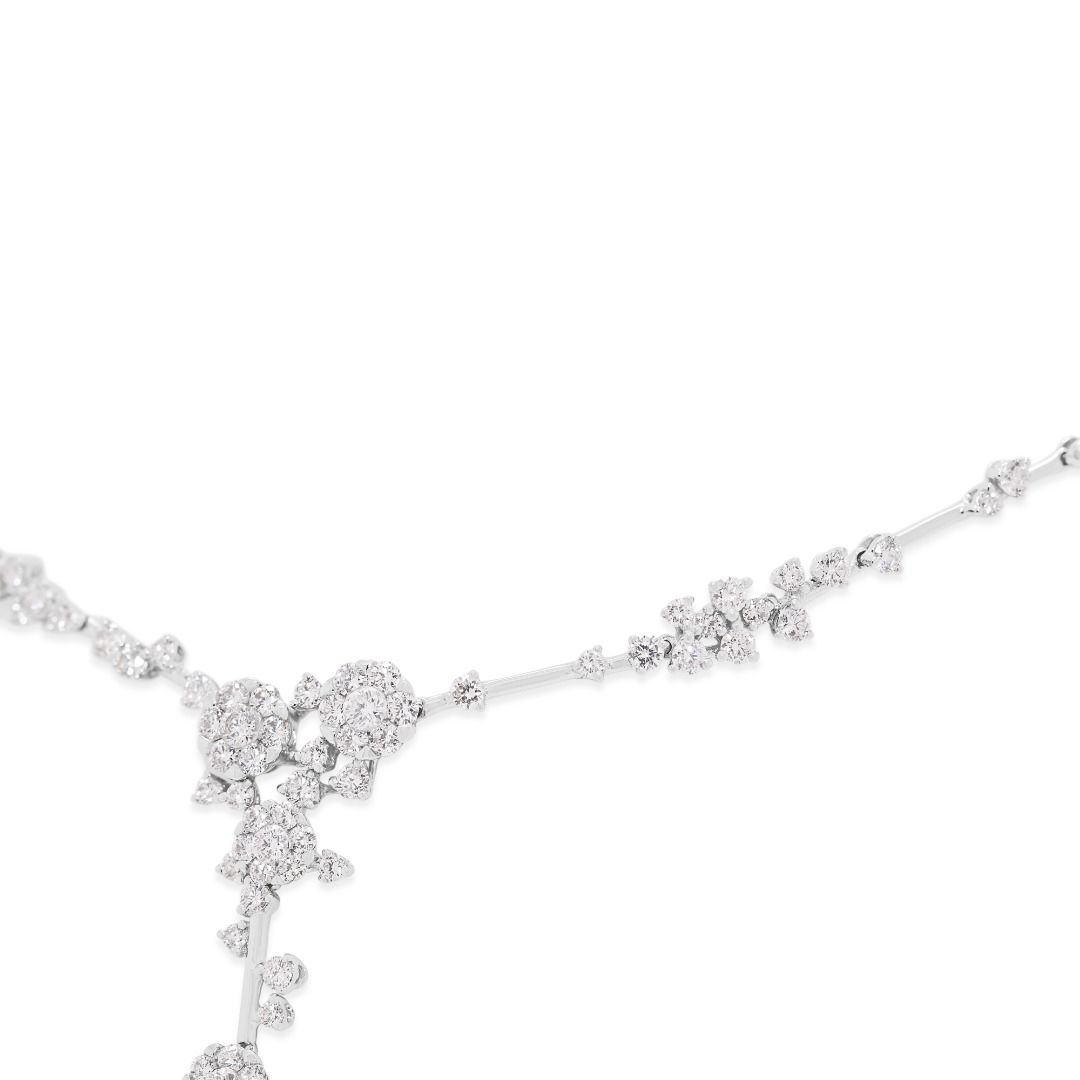 Gold Heart Jewelry 2.28ct Natural Diamond Floral Drop Necklace in 14K White Gold