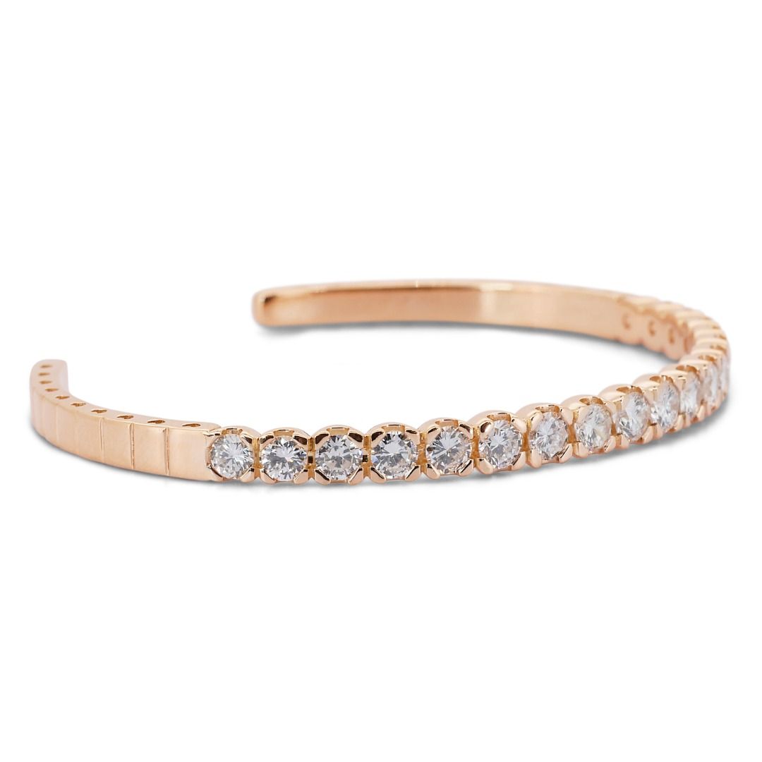 Gorgeous 4.30ct Round Brilliant Open Diamond Bangle - IGI Certificate