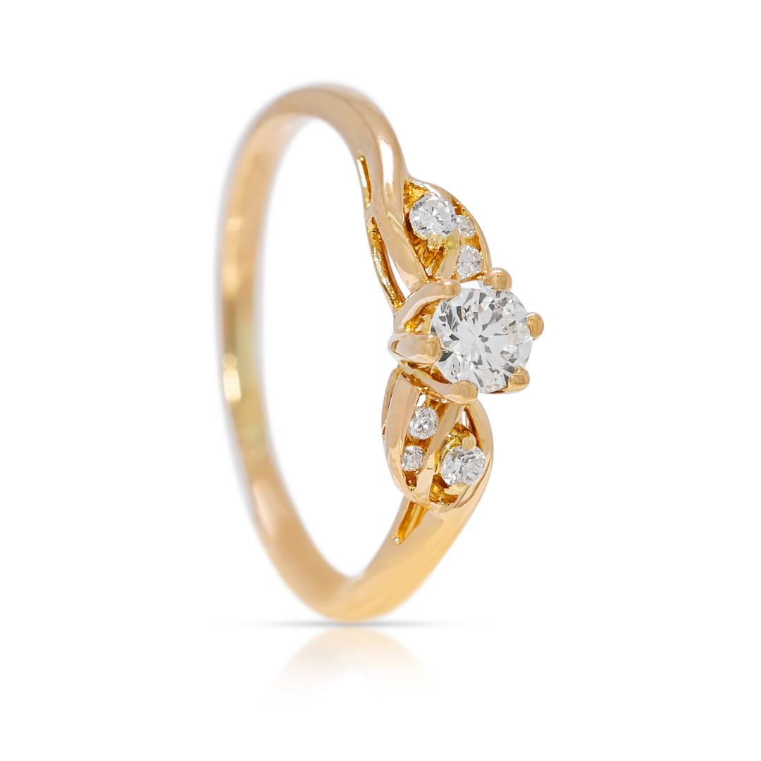 Graceful 0.18ct Natural Diamond Ring in 20K Yellow Gold