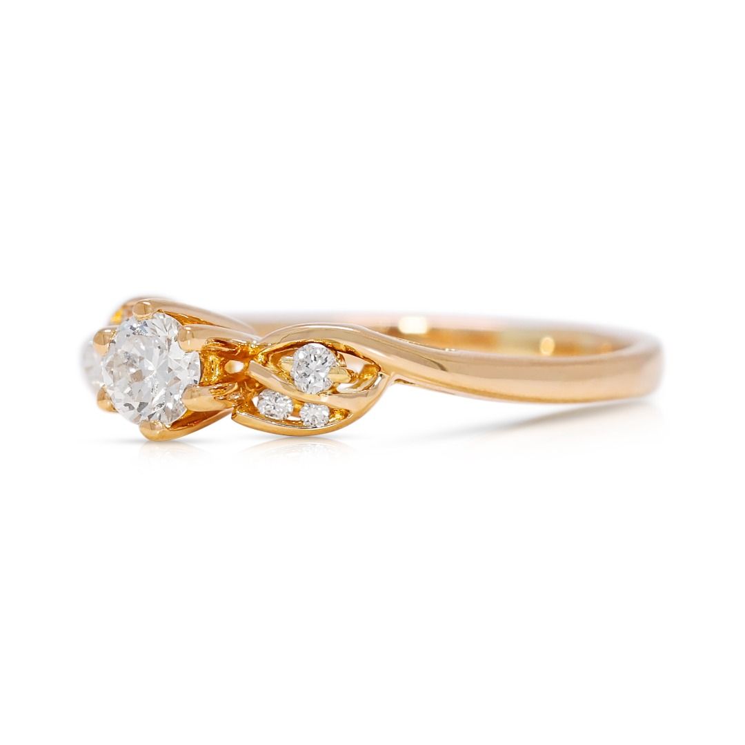 Graceful 0.18ct Natural Diamond Ring in 20K Yellow Gold