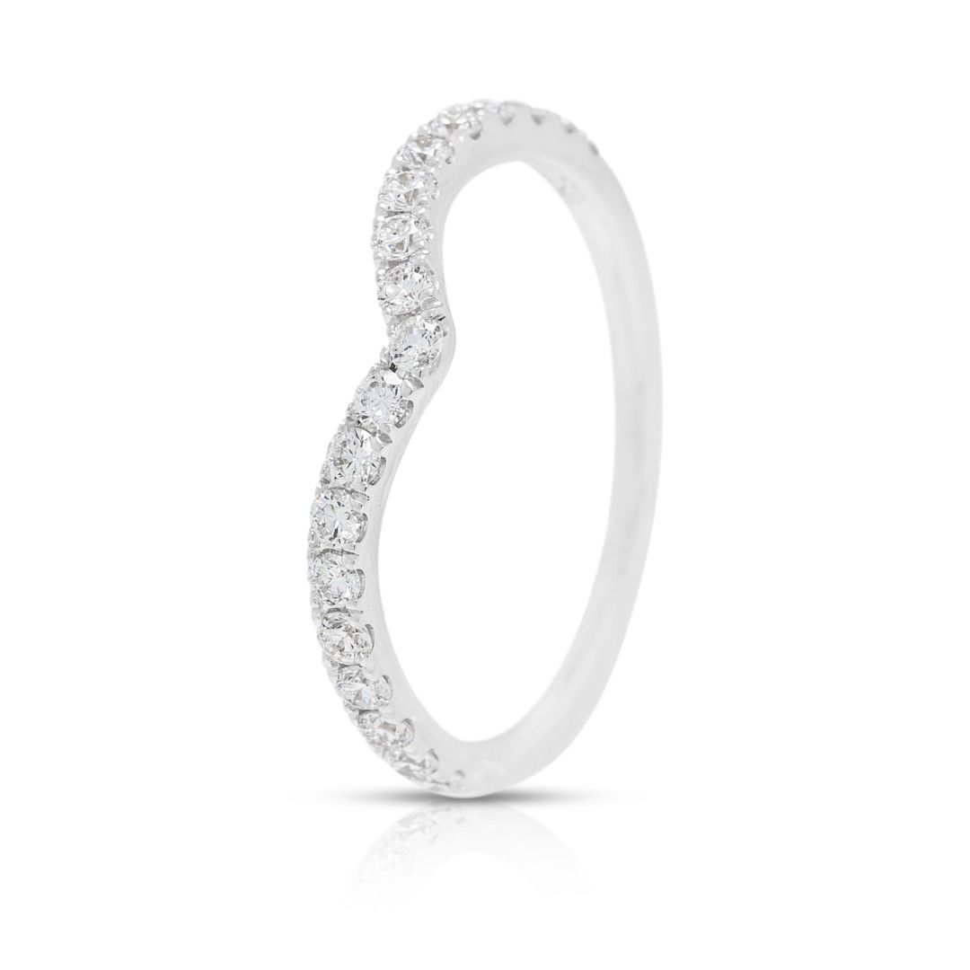 Graceful 0.20ct Diamonds Chevron Ring in 18K White Gold