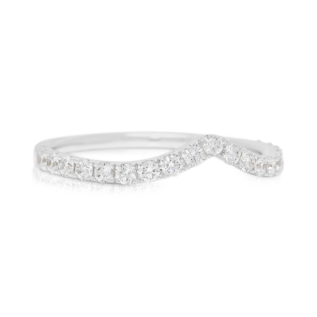 Graceful 0.20ct Diamonds Chevron Ring in 18K White Gold