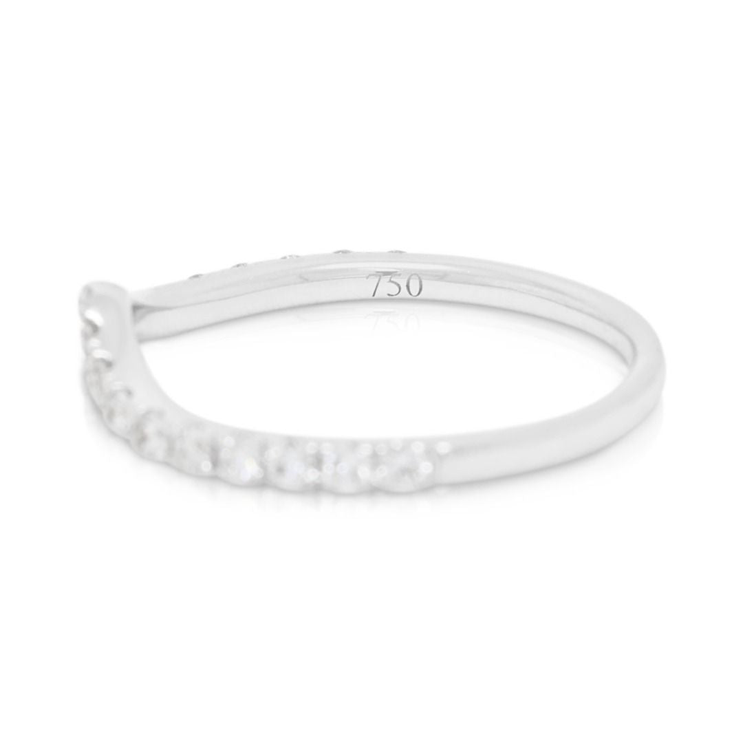 Graceful 0.20ct Diamonds Chevron Ring in 18K White Gold