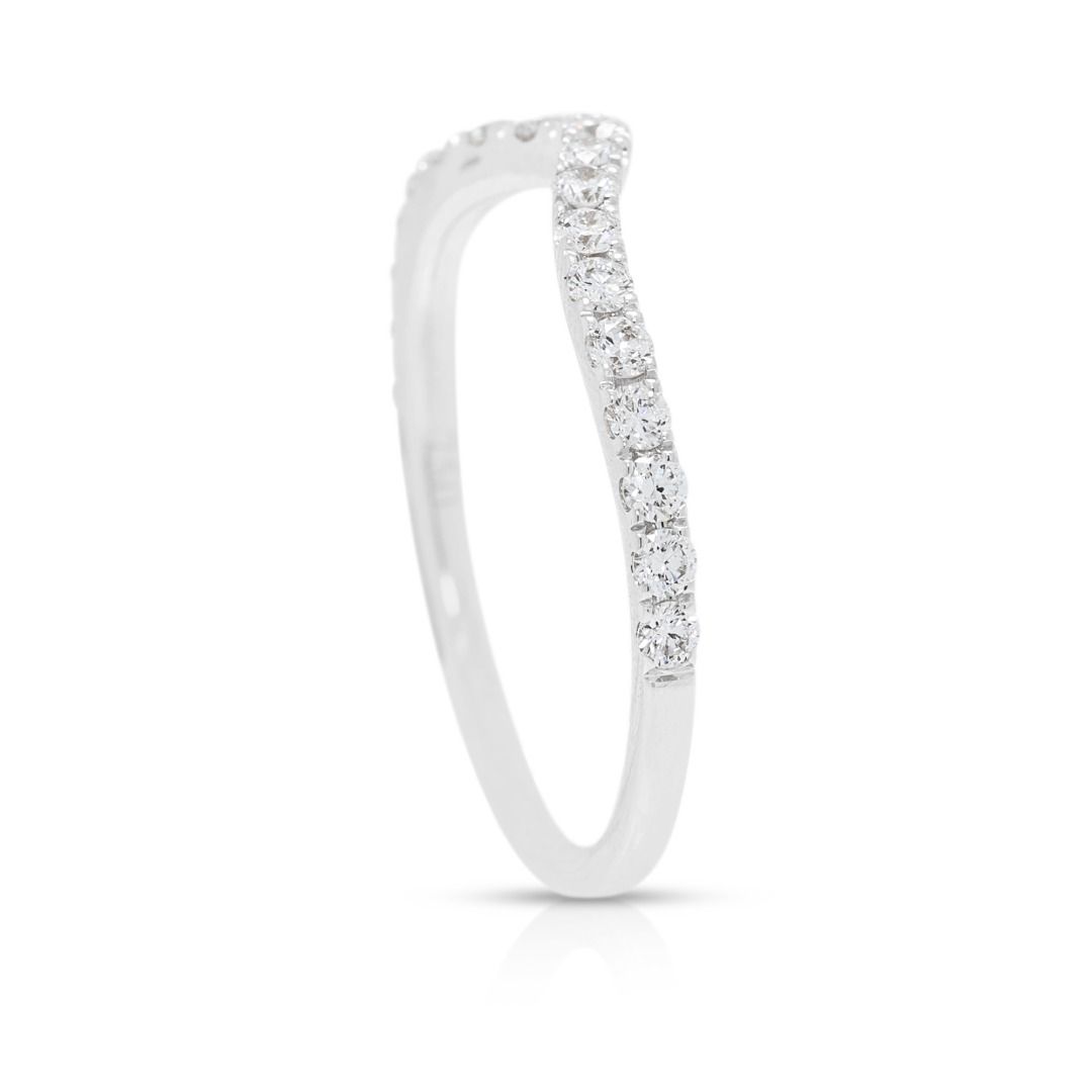 Graceful 0.20ct Diamonds Chevron Ring in 18K White Gold