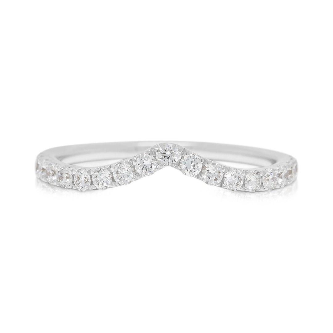 Graceful 0.20ct Diamonds Chevron Ring in 18K White Gold