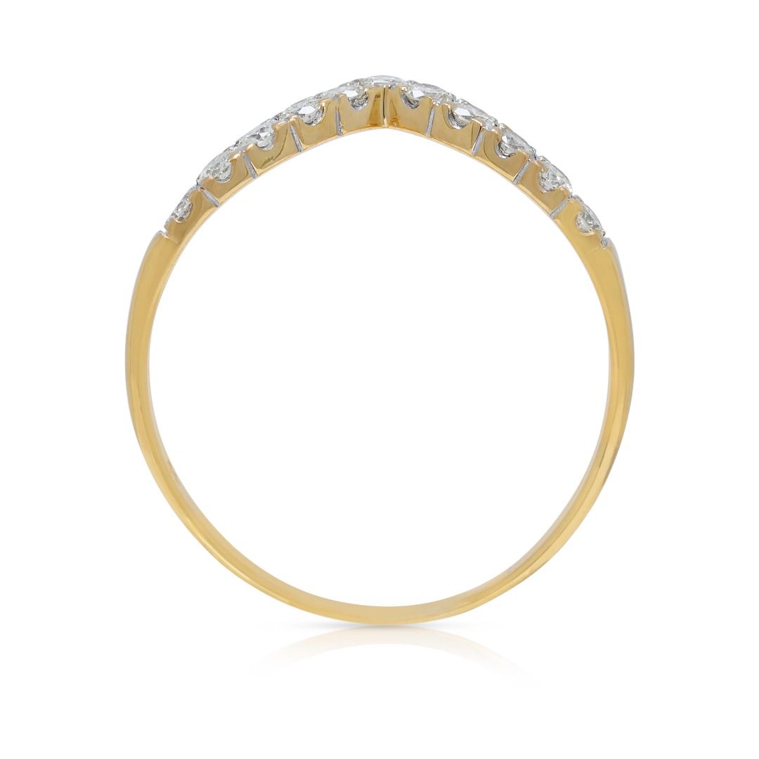 Graceful 0.22ct Chevron Diamond Ring in 20K Yellow Gold