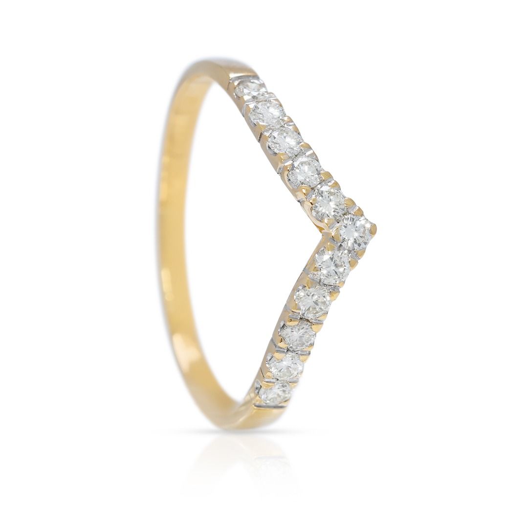 Graceful 0.22ct Chevron Diamond Ring in 20K Yellow Gold