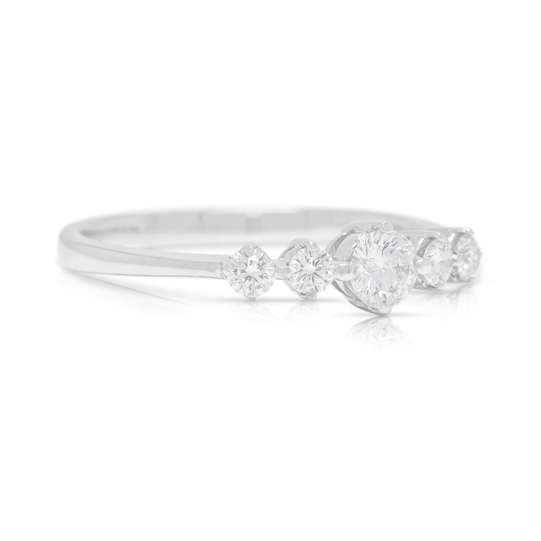 Graceful 0.28ct Five-Stone Diamond Ring in 18K White Gold