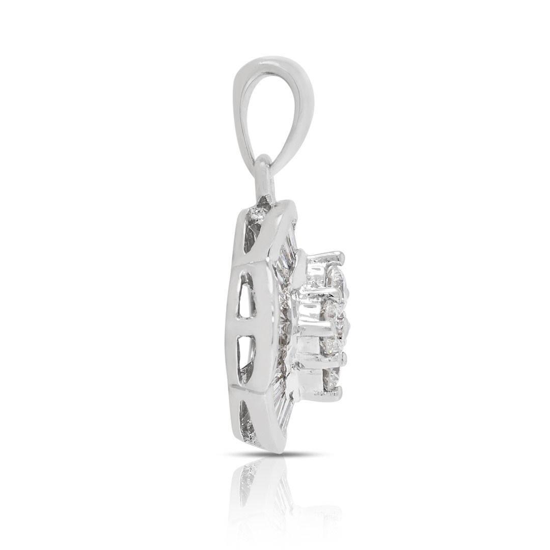 Graceful 0.30ct Diamond Quatrefoil Halo Pendant in 18K White Gold