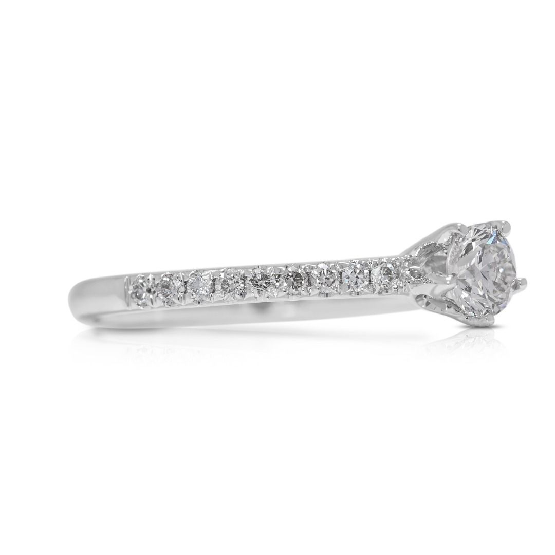 Graceful 0.32ct Natural Diamond Pave Ring in 14K White Gold